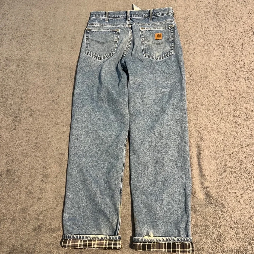 Vintage Carhartt Flannel Lined Relaxed Fit Jeans Mens Size 33x34 Plaid Workwear
